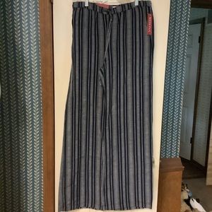 Merona Pants Wide Leg Mid Rise Navy Stripe Size Medium New